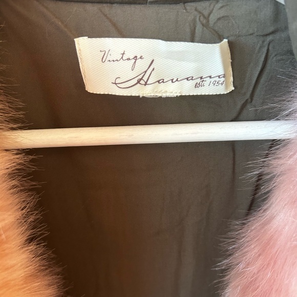 Vintage Havana Army Green Parka with Pink Faux Fur Trim - Picture 2 of 7